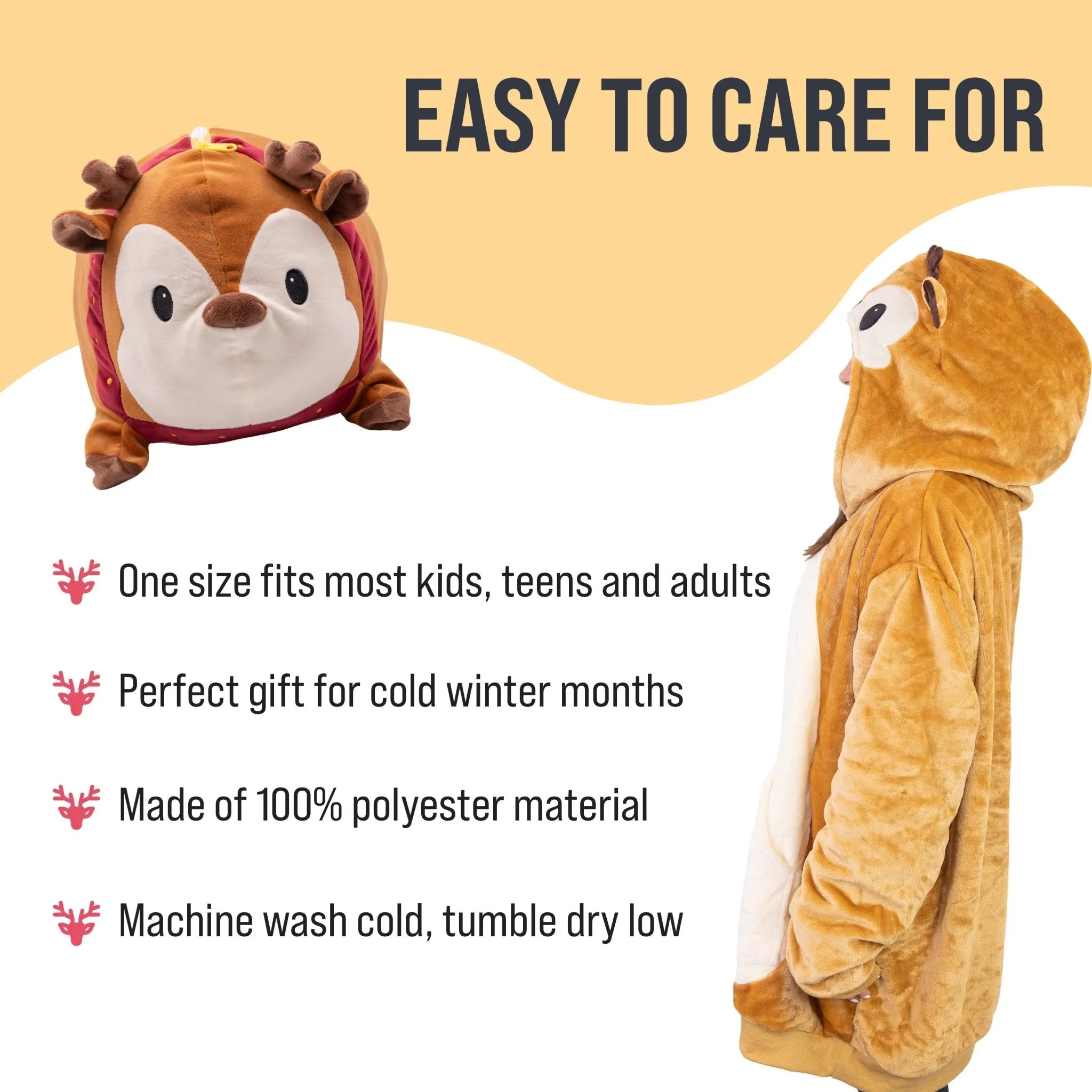 Riley the Reindeer Snugible | Blanket Hoodie & Pillow