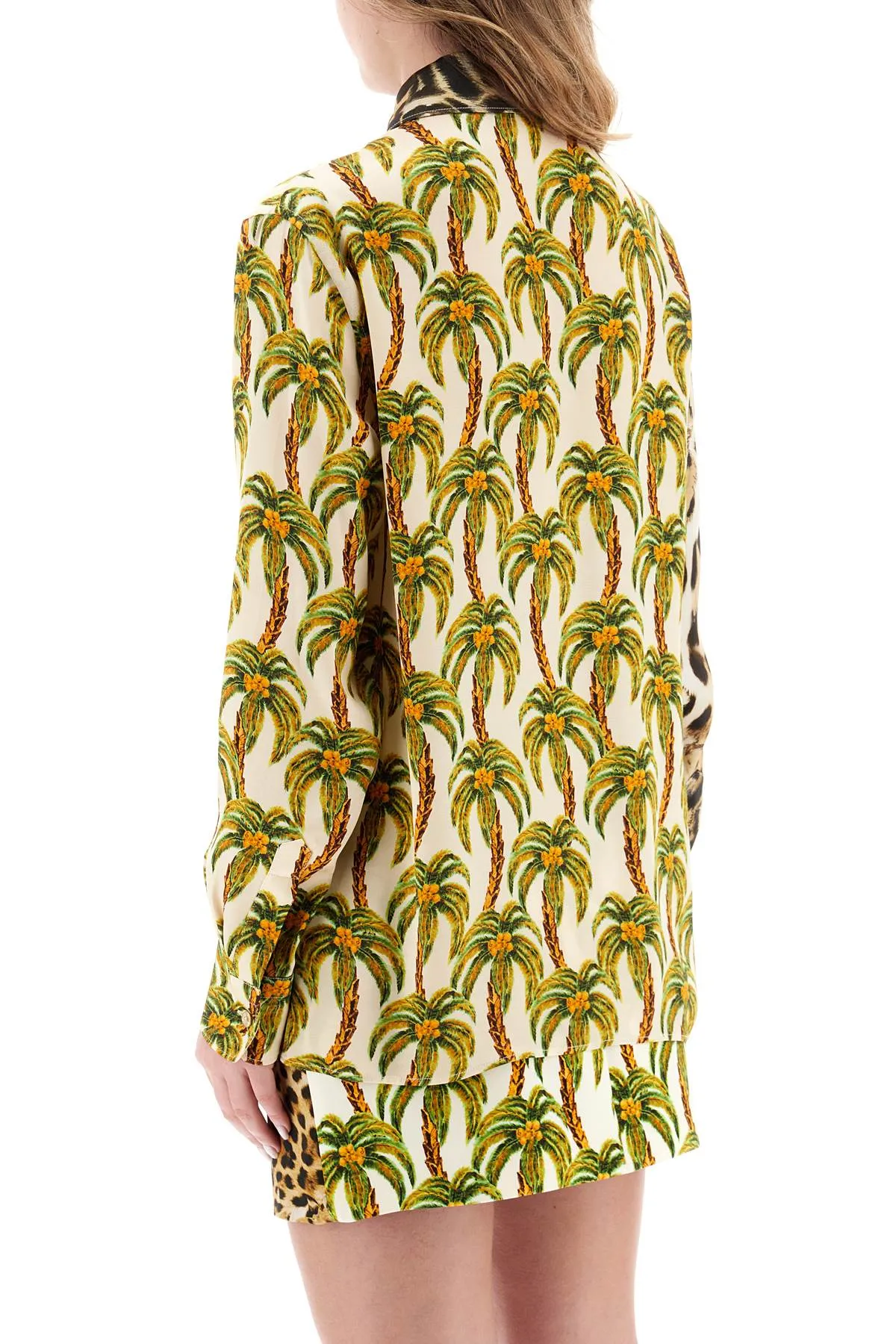 Roberto cavalli jaguar and palm tree printed shirt