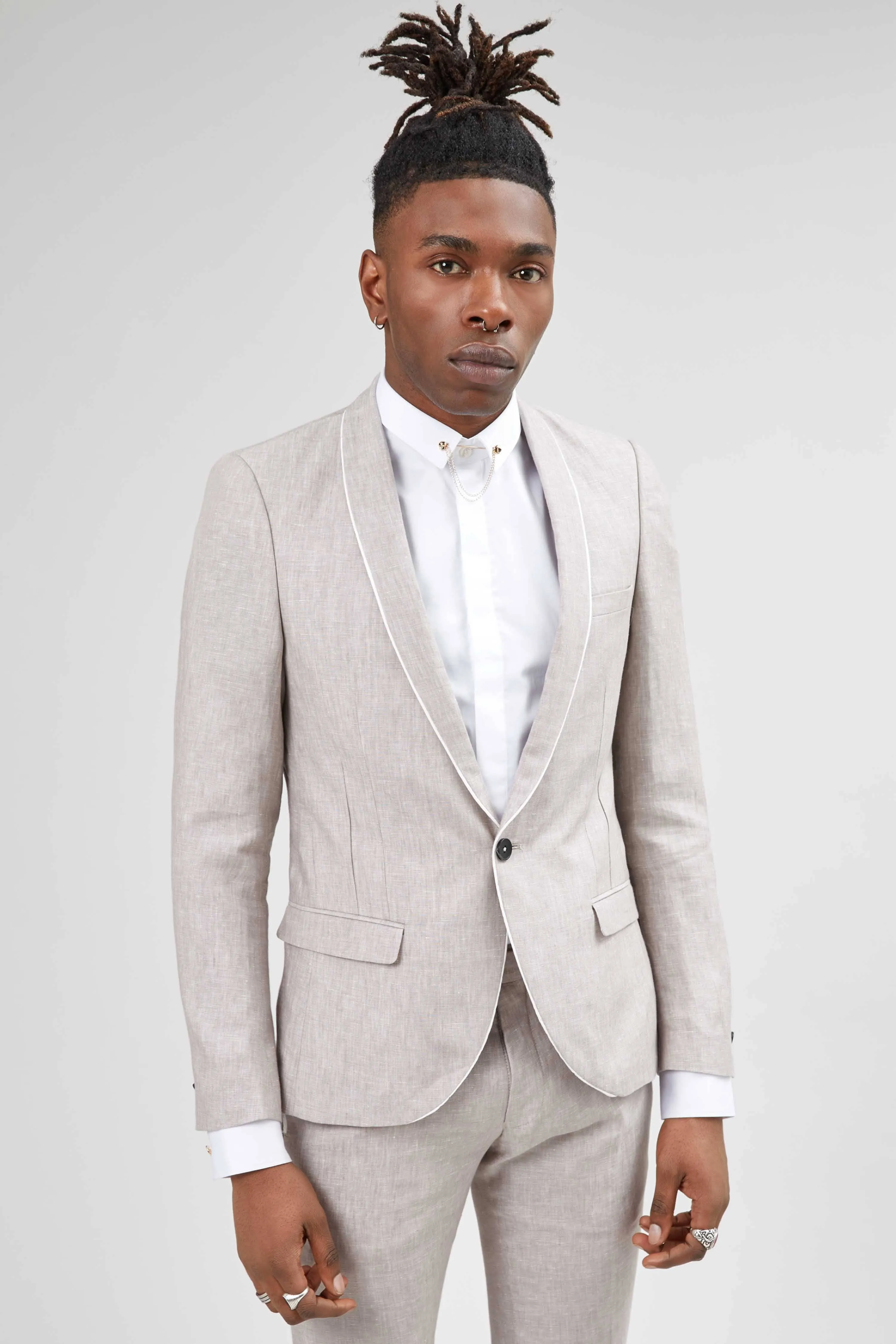 Runner Skinny Fit Neutral Linen Jacket - ARCHIVE