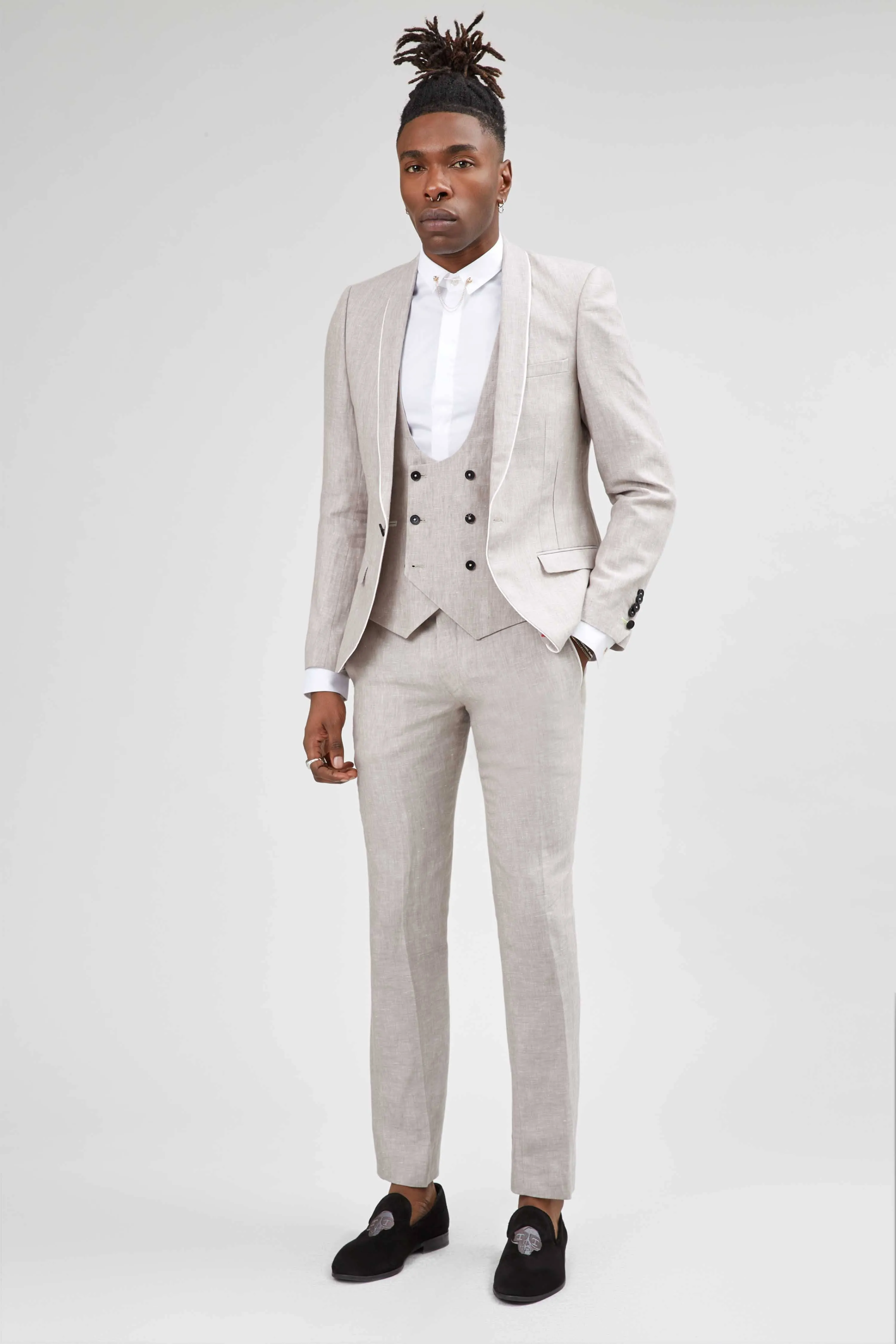 Runner Skinny Fit Neutral Linen Jacket - ARCHIVE