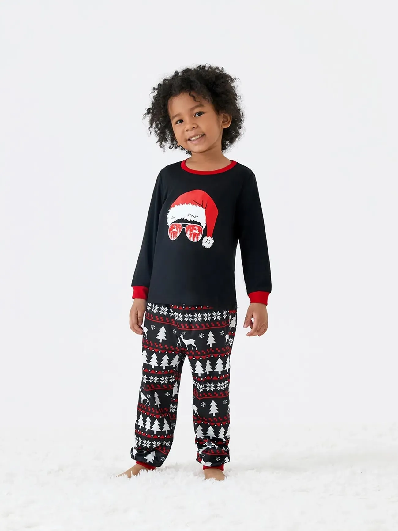 Santa And Reindeer Print Matching Family Pajama Set