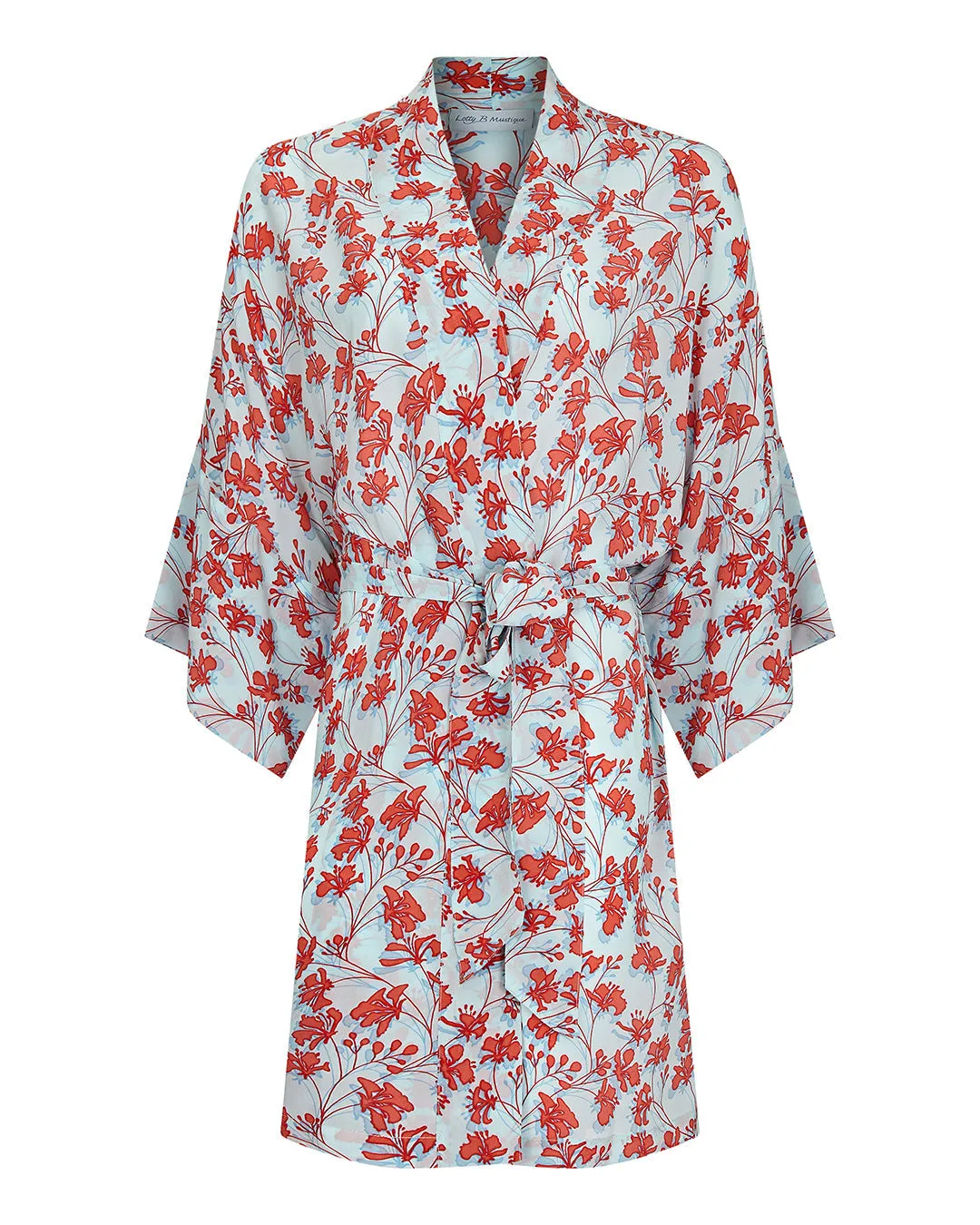 Silk Bed-to-Beach Robe FLAMBOYANT FLOWER