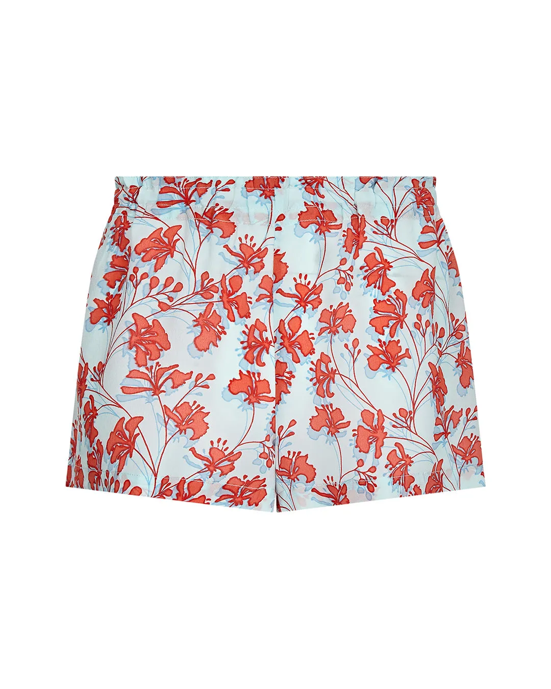 Silk Bed-to-Beach Shorts FLAMBOYANT FLOWER