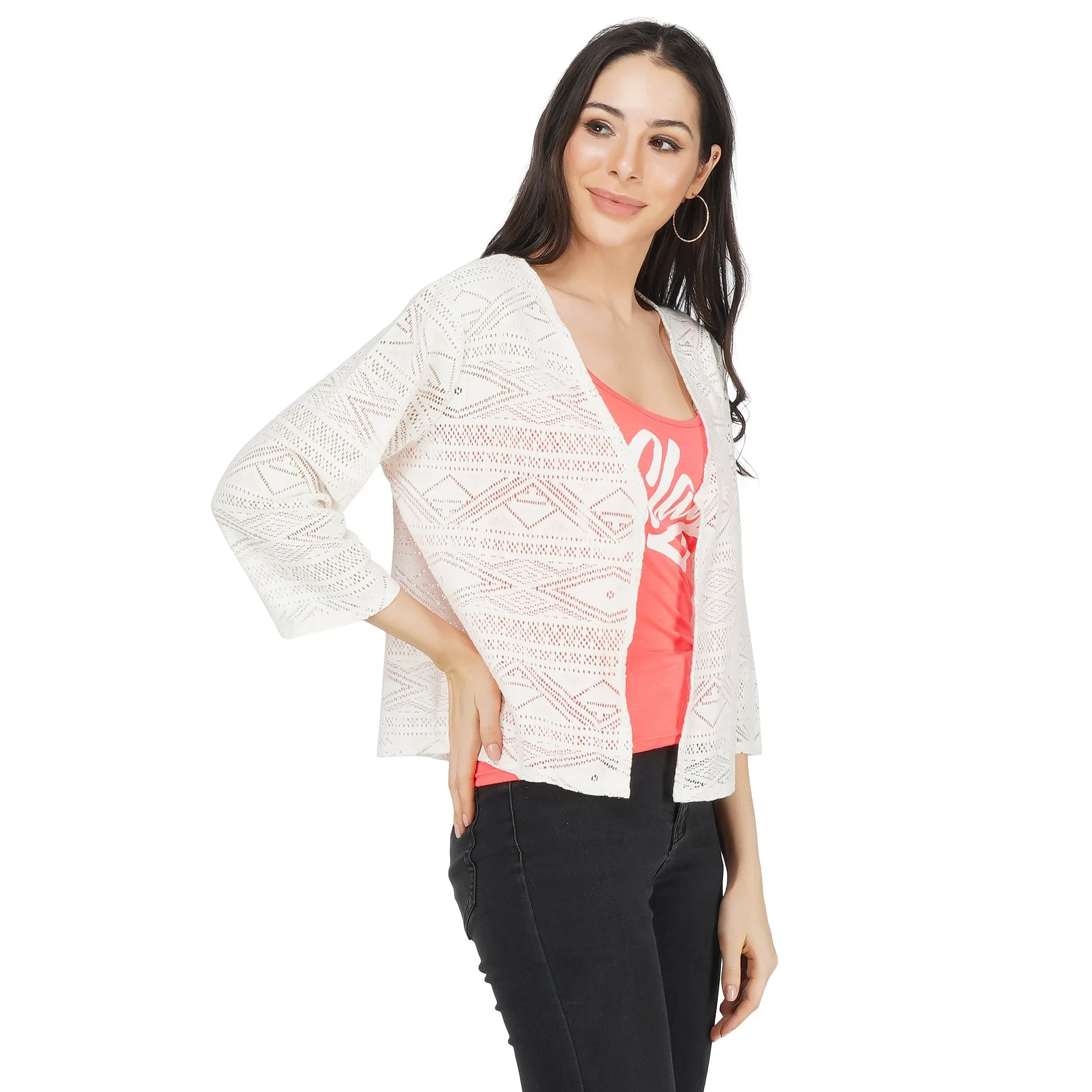 SLAY. Women's White Aztec Design Pullover