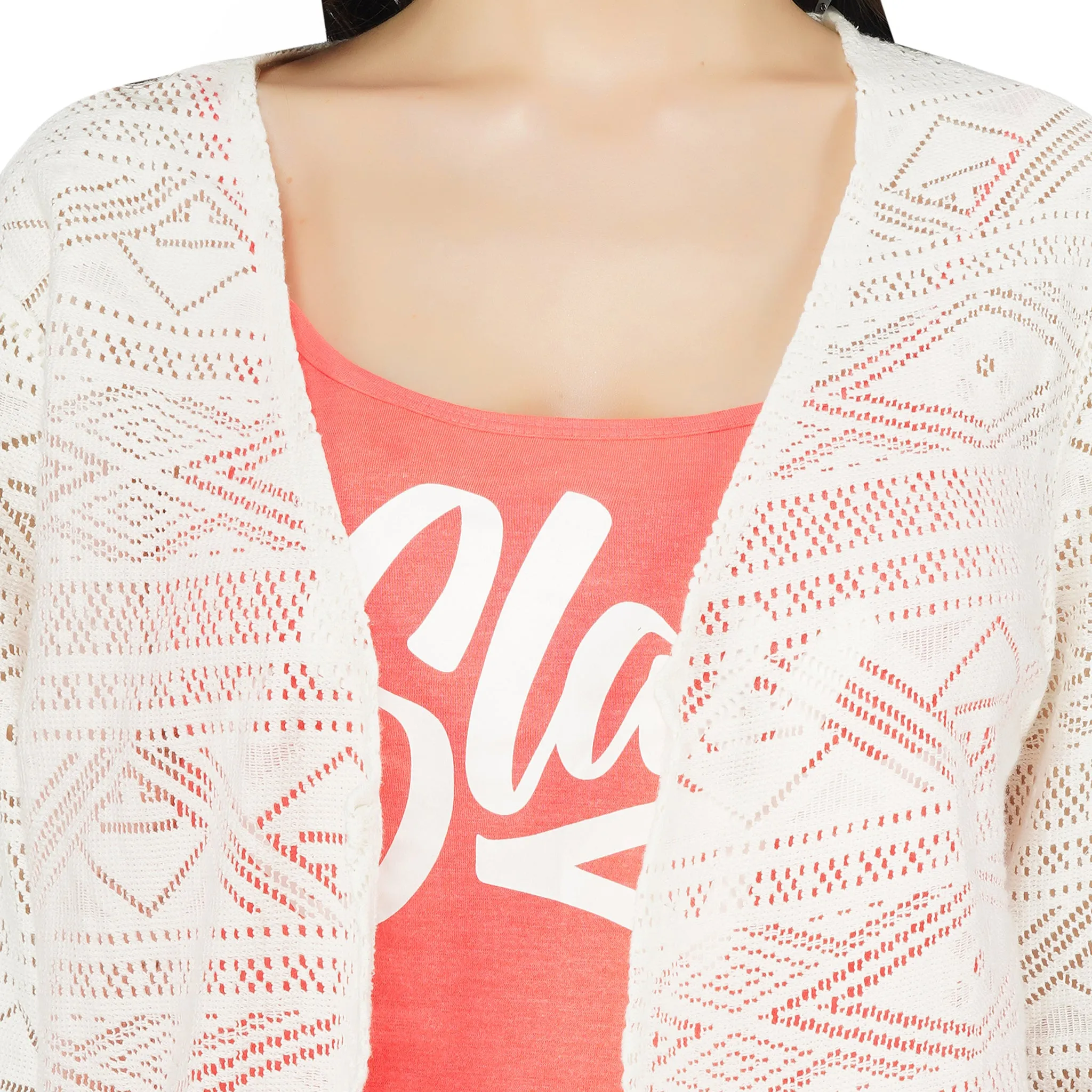 SLAY. Women's White Aztec Design Pullover