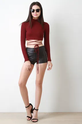 Stretch Vegan Leather High Waist Shorts