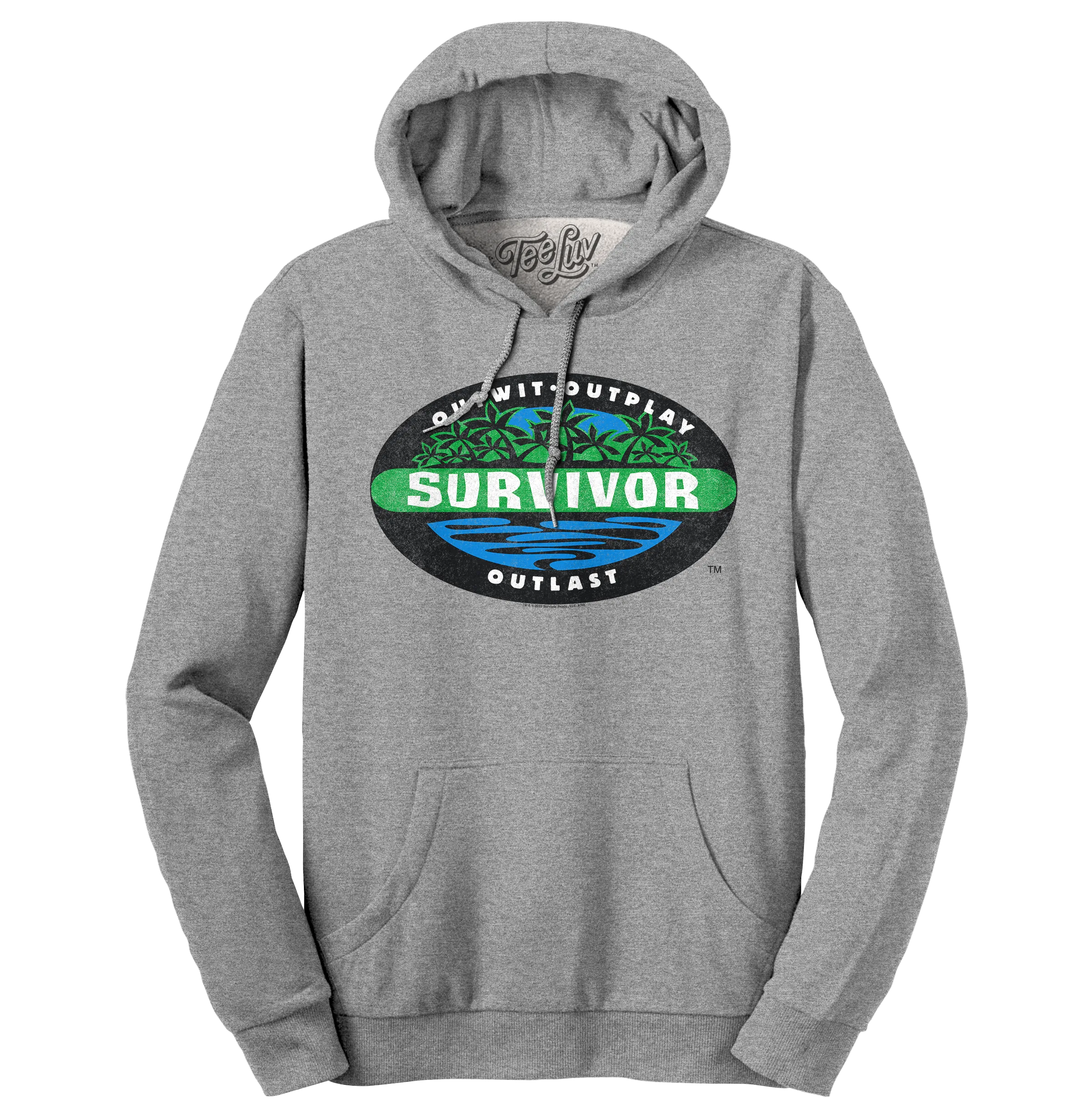 Survivor Outwit Outplay Outlast Logo Hooded Sweatshirt - Oxford Gray