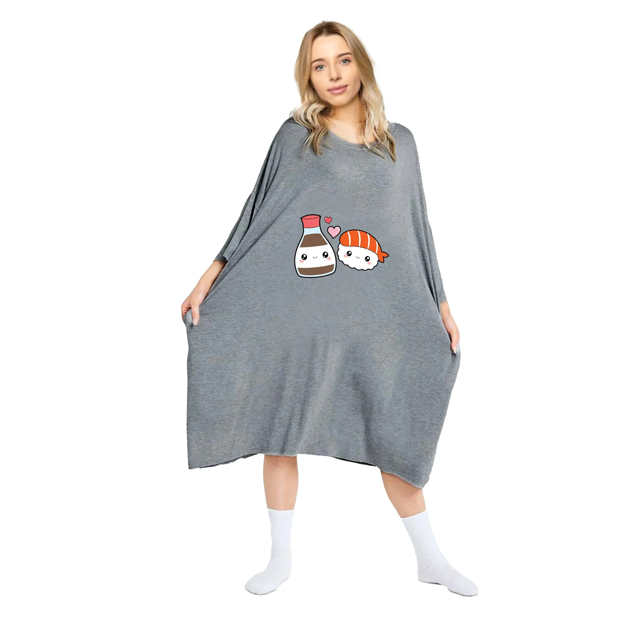 Sushi Print Oversized Tee