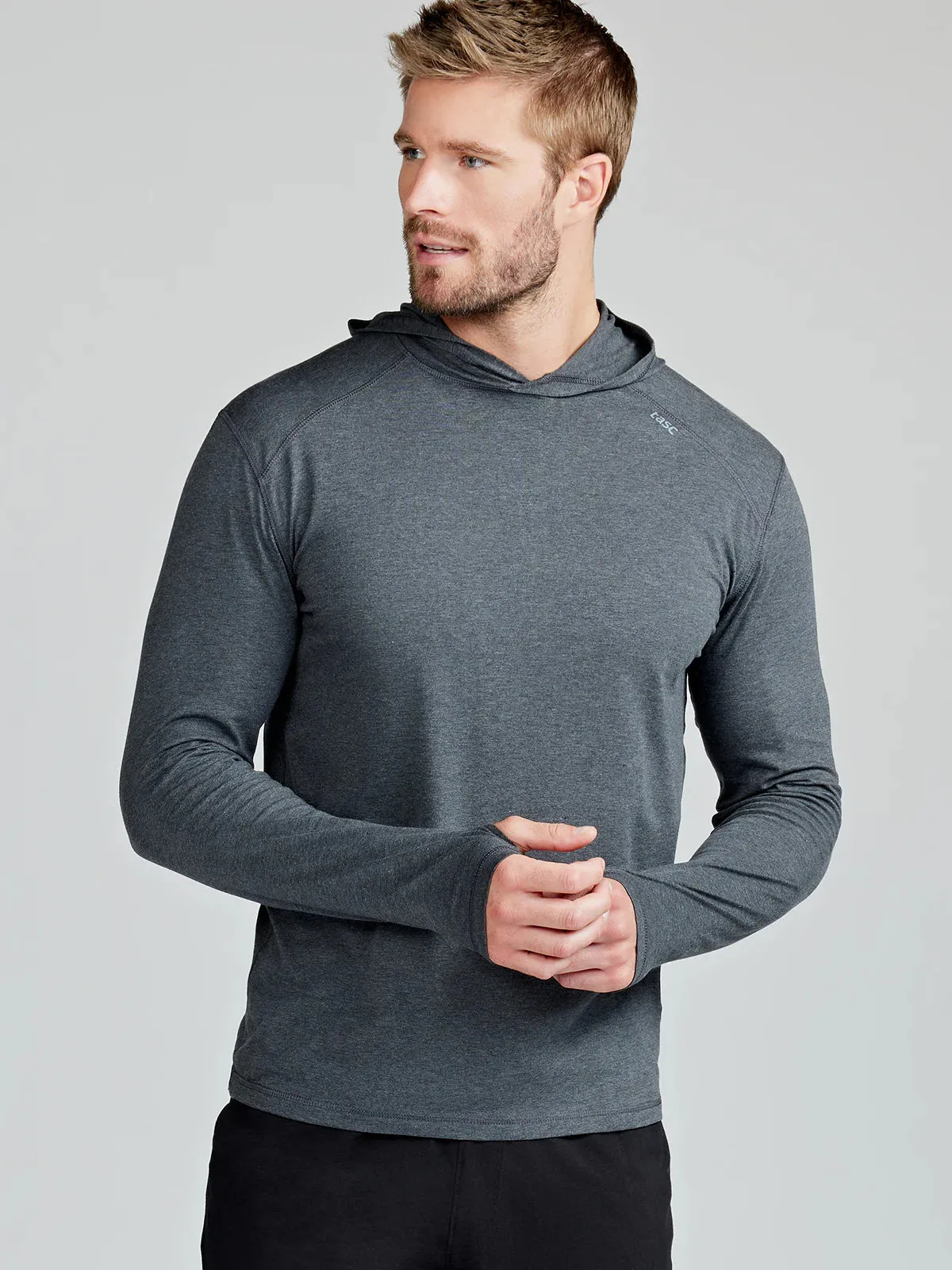 tasc Performance Men's Carrollton Lightweight Hoodie in Iron Heather