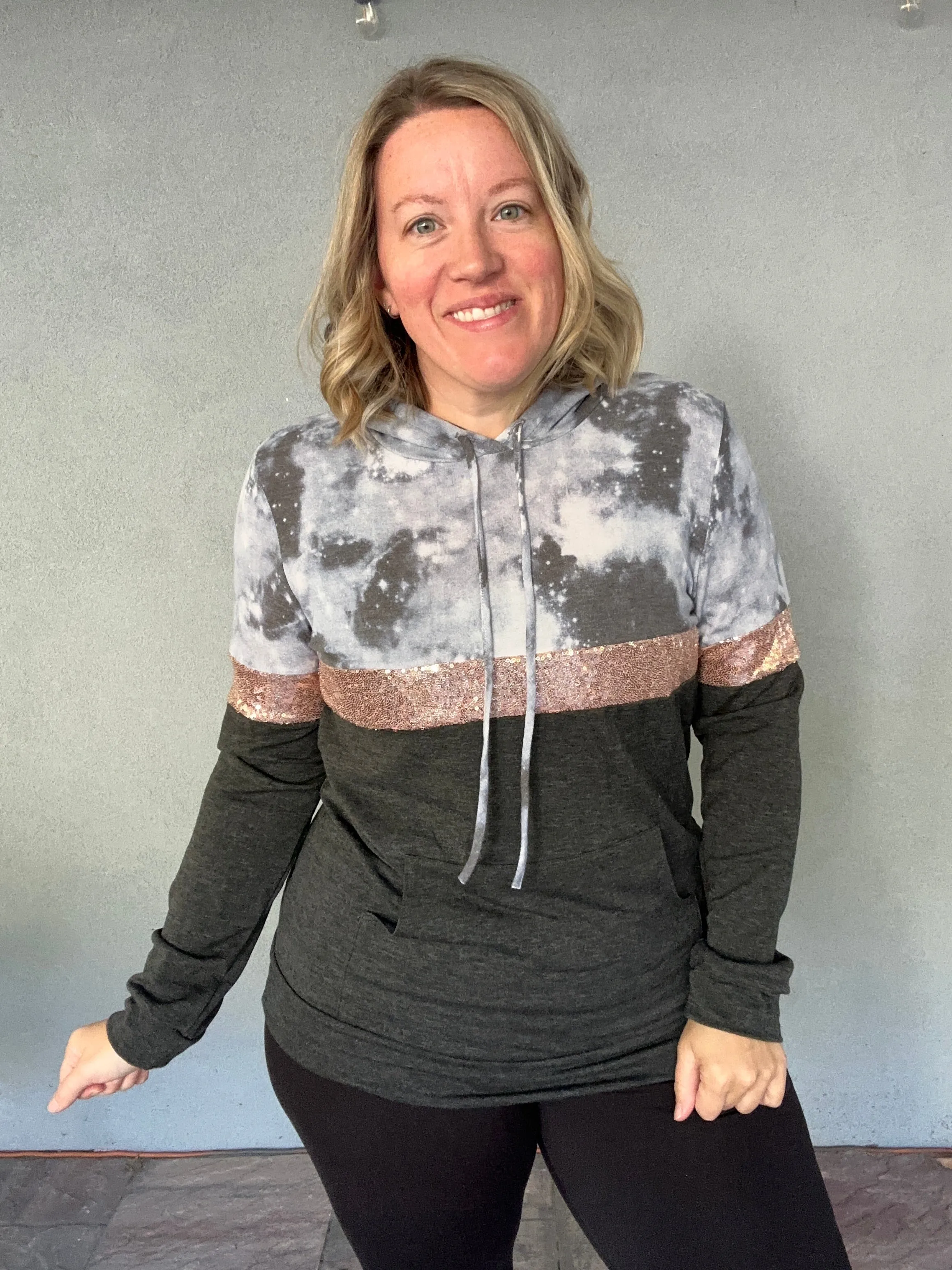 Tie Dye Sequin Lightweight Hoodie