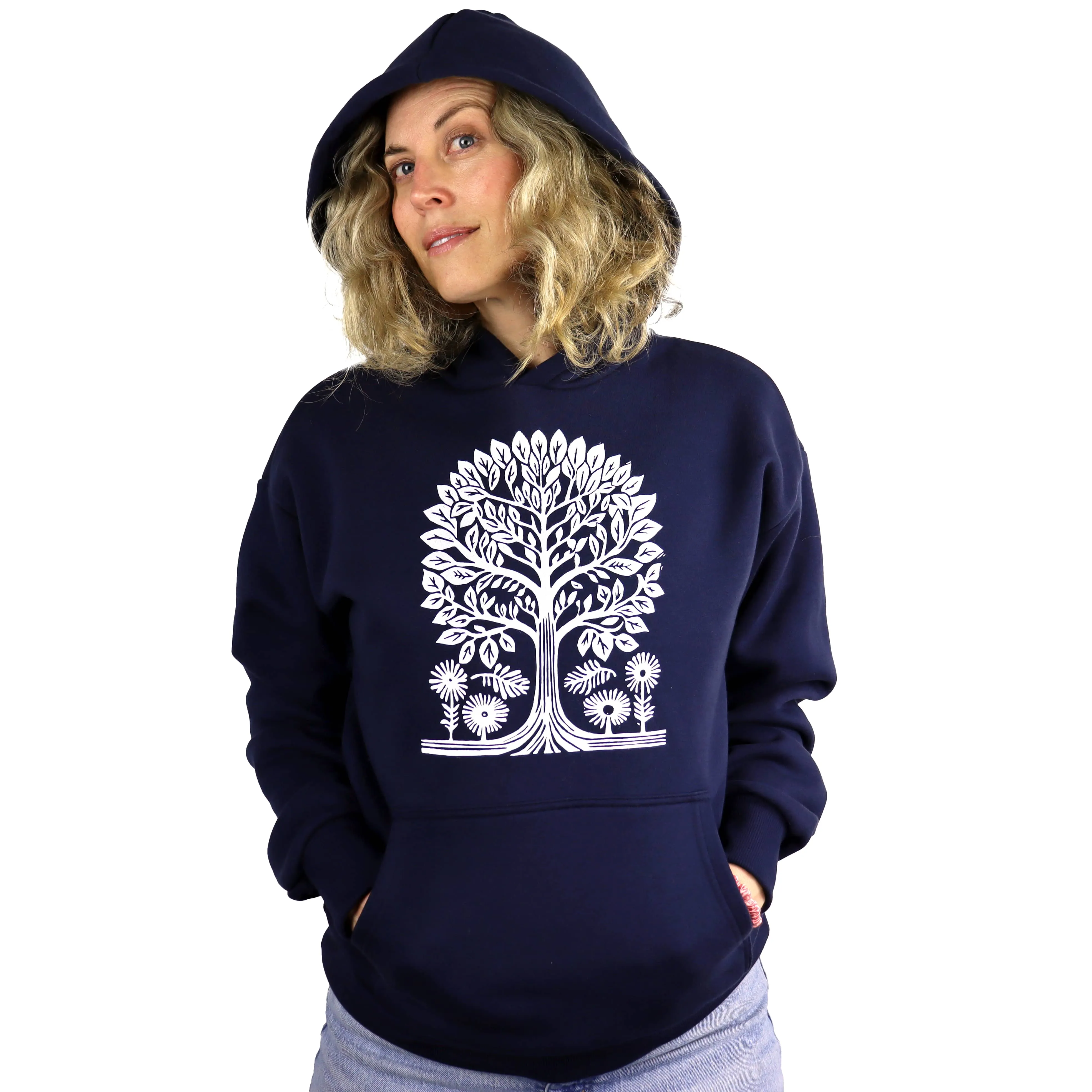 Tree Vol. 2 Unisex Heavyweight Pullover Hoodie in Navy