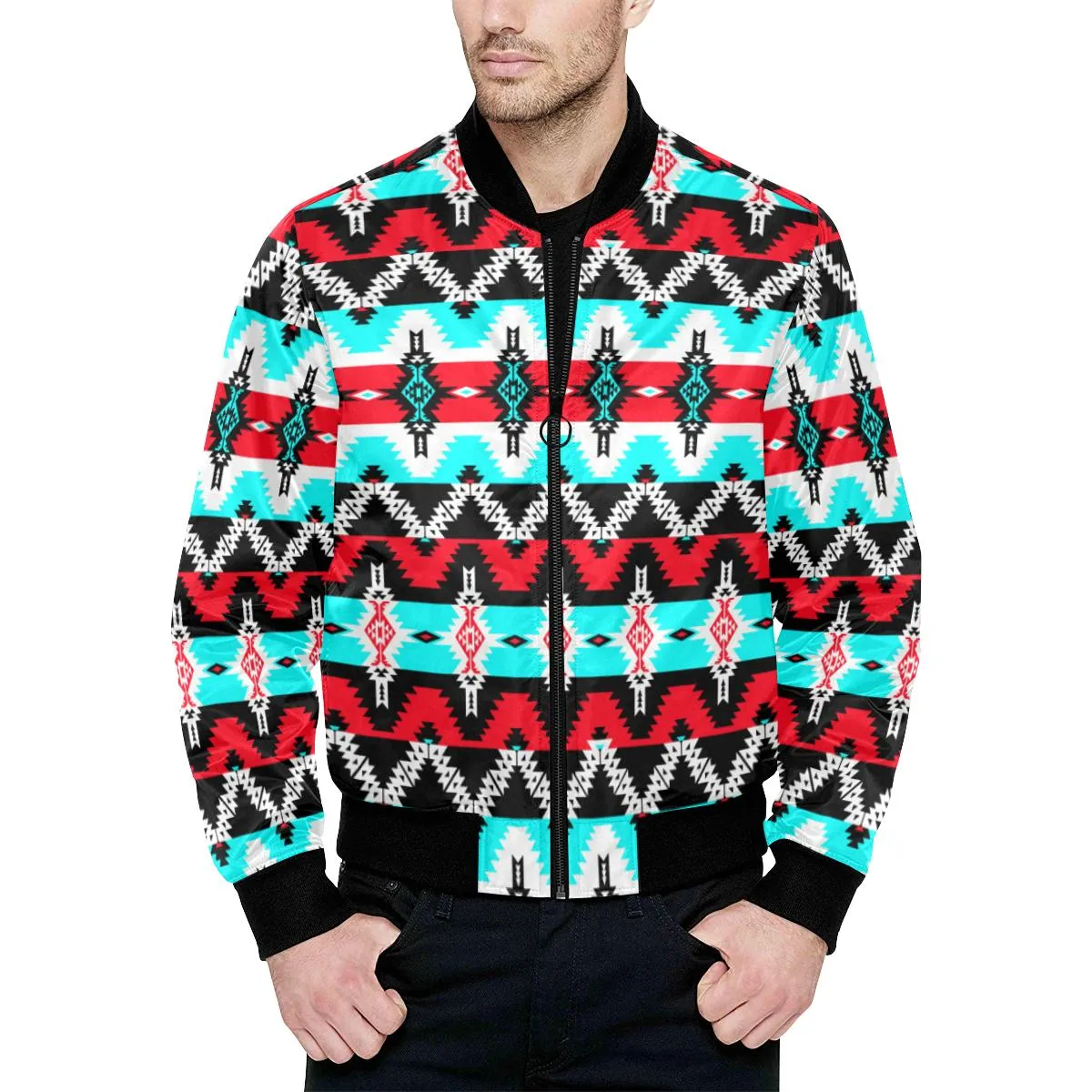 Two Spirit Dance Quilted Bomber Jacket for Men