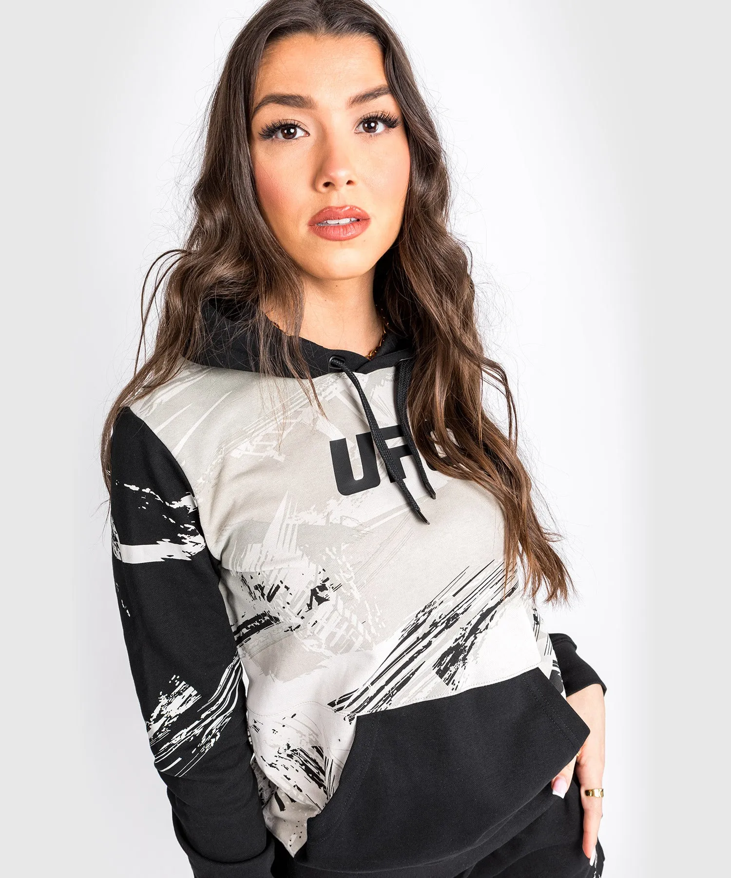 UFC Venum Authentic Fight Week 2.0 Women’s Pullover Hoodie - Sand/Black