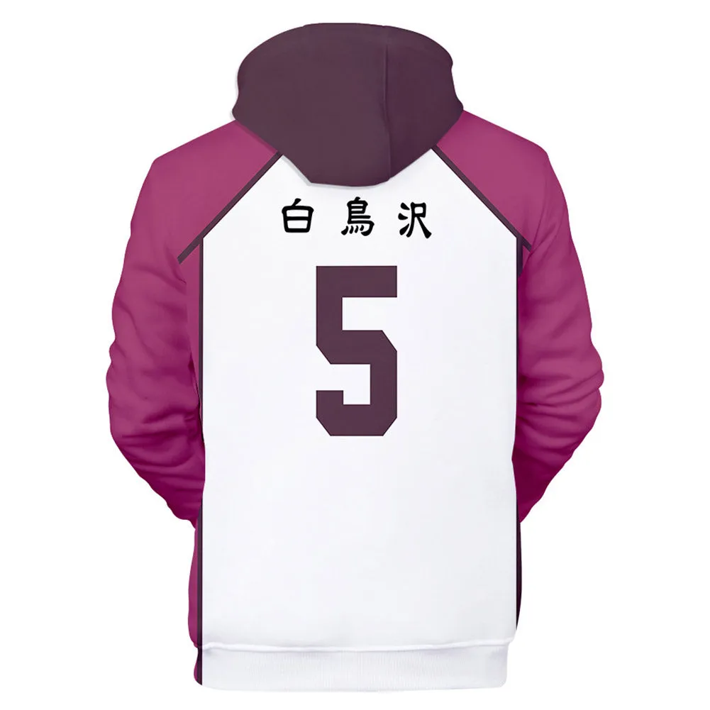 Unisex Tendo Satori Cosplay Hoodies Haikyuu!! Pullover 3D Print Jacket Sweatshirt