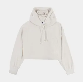 Velour MOD Crop Pullover Womens Hoodie (Beige)