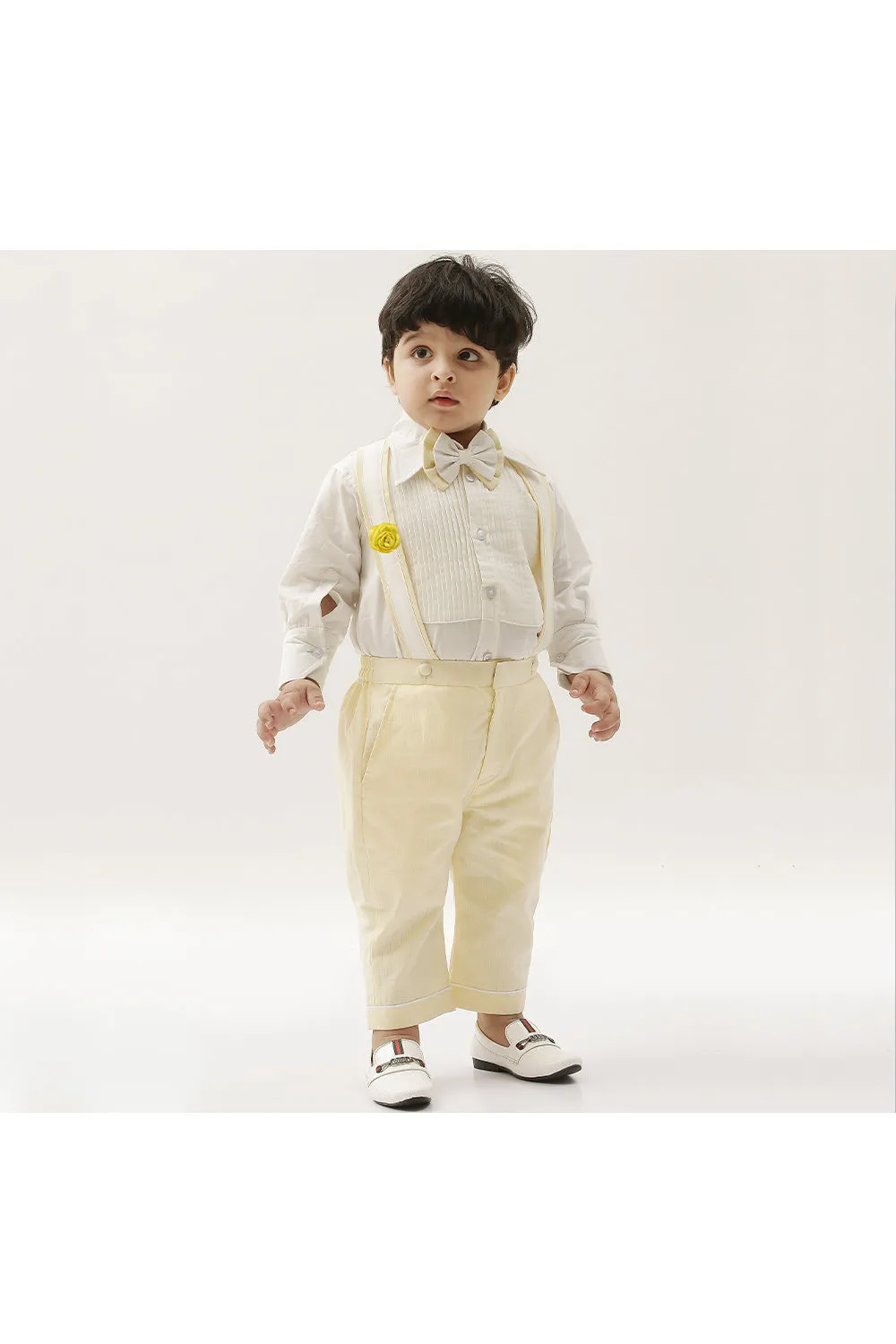 White and yellow formal outfit for boys