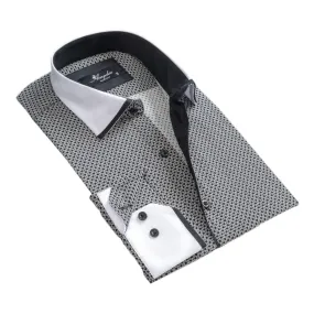 White Black Circles Slim Fit Dress Shirt - Tailored Style