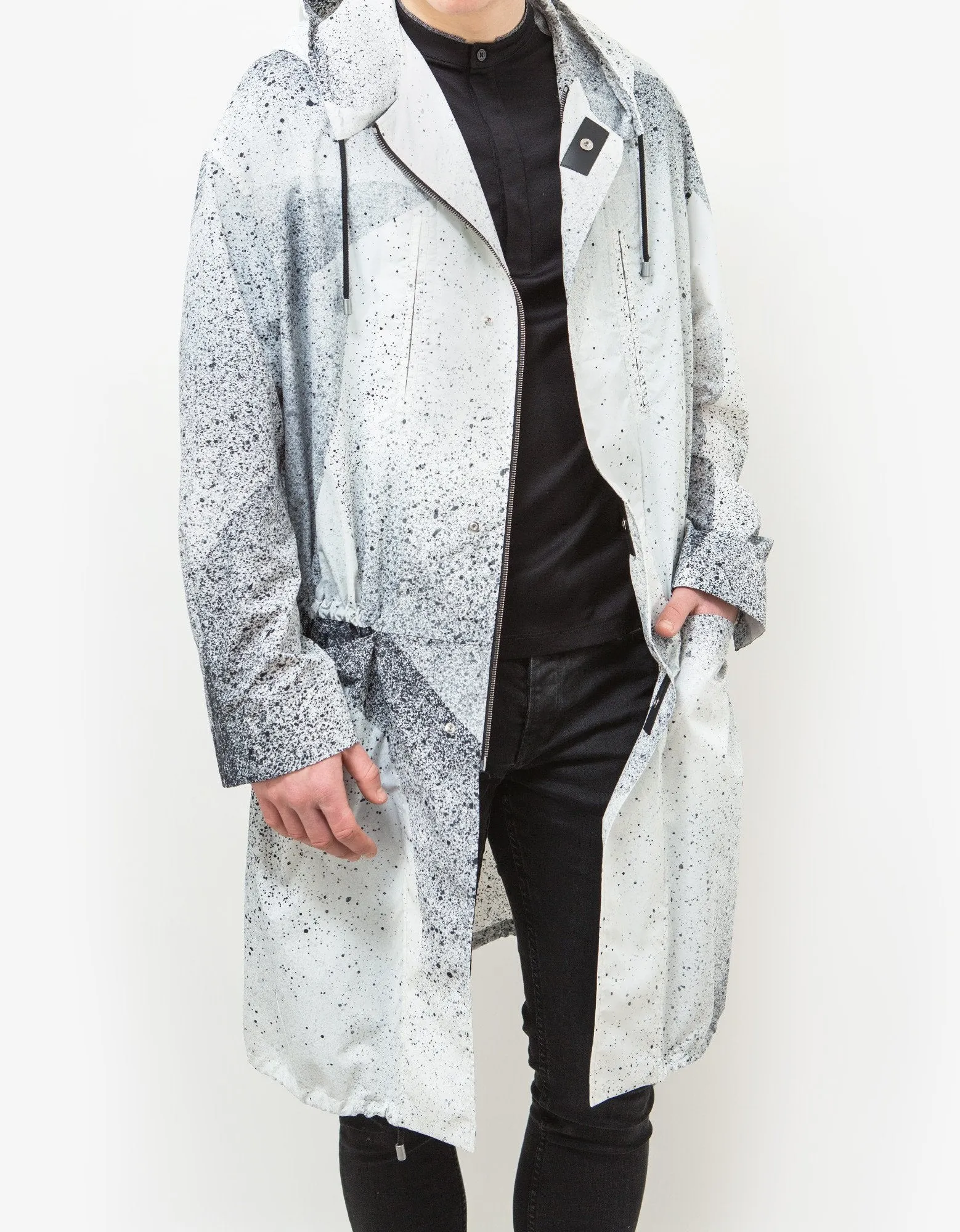 White Spray Paint Effect Lightweight Parka -