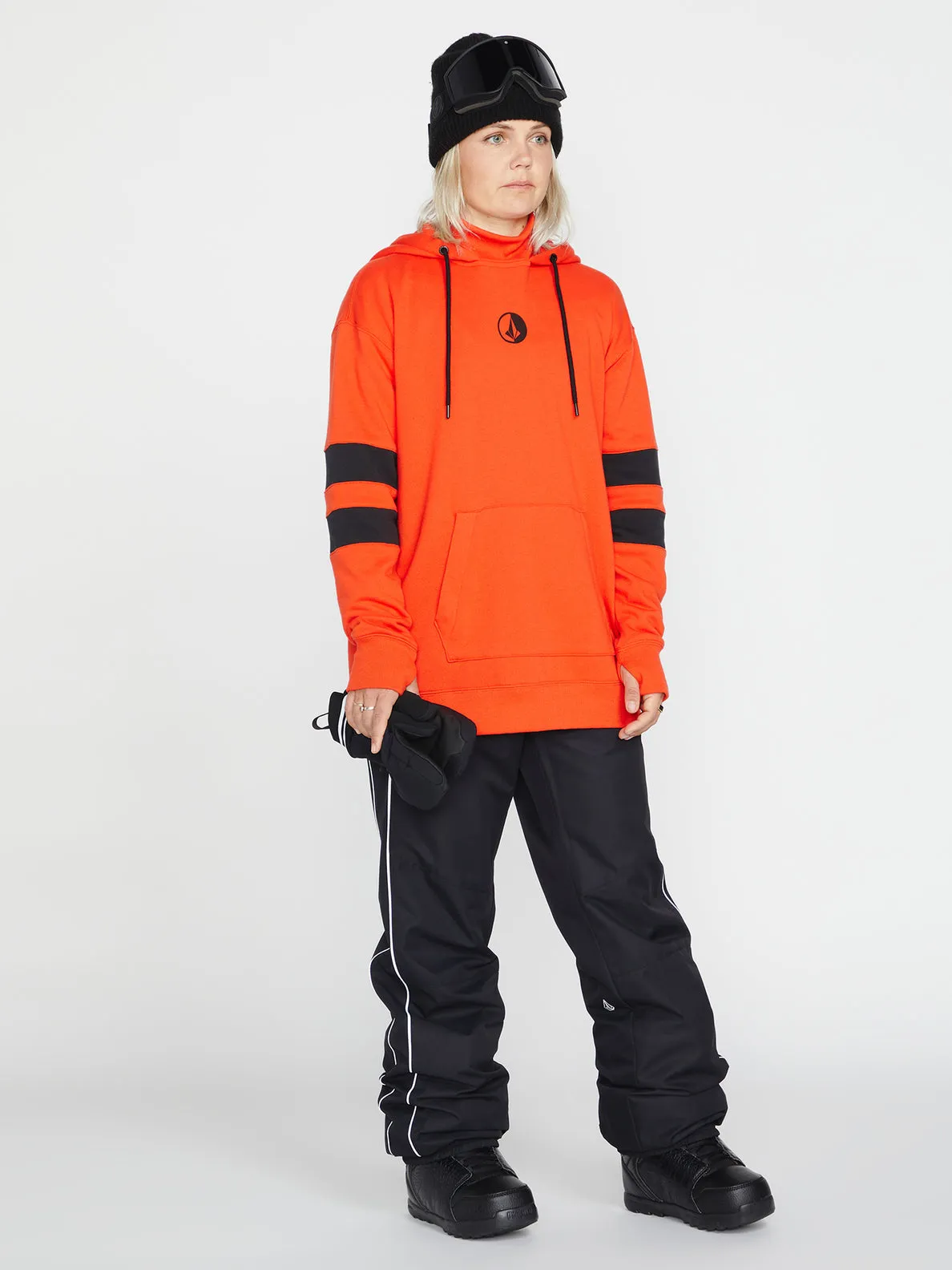 WOMENS BANDED HOODIE - ORANGE SHOCK