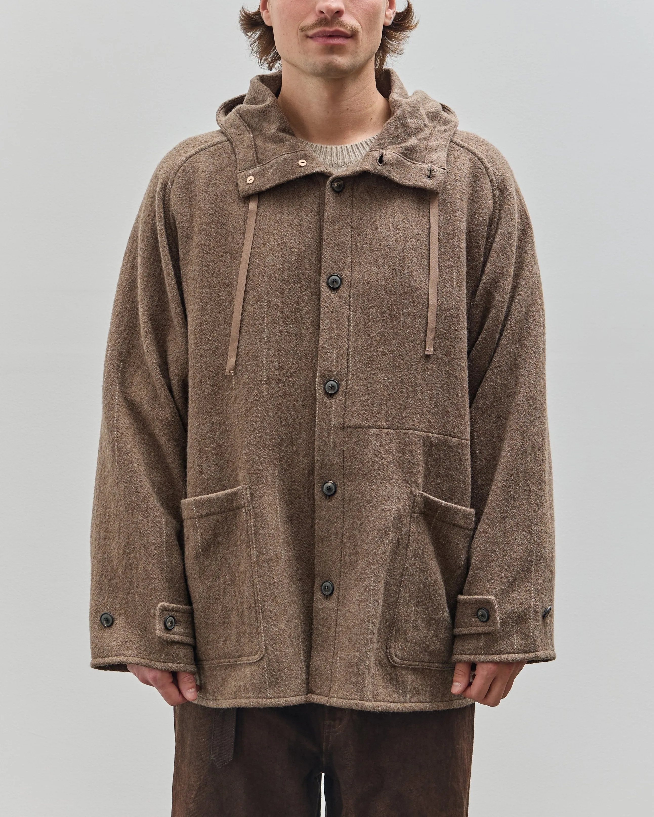 Yoko Sakamoto Unisex Kasuri Parka, Brown Broken Stripe