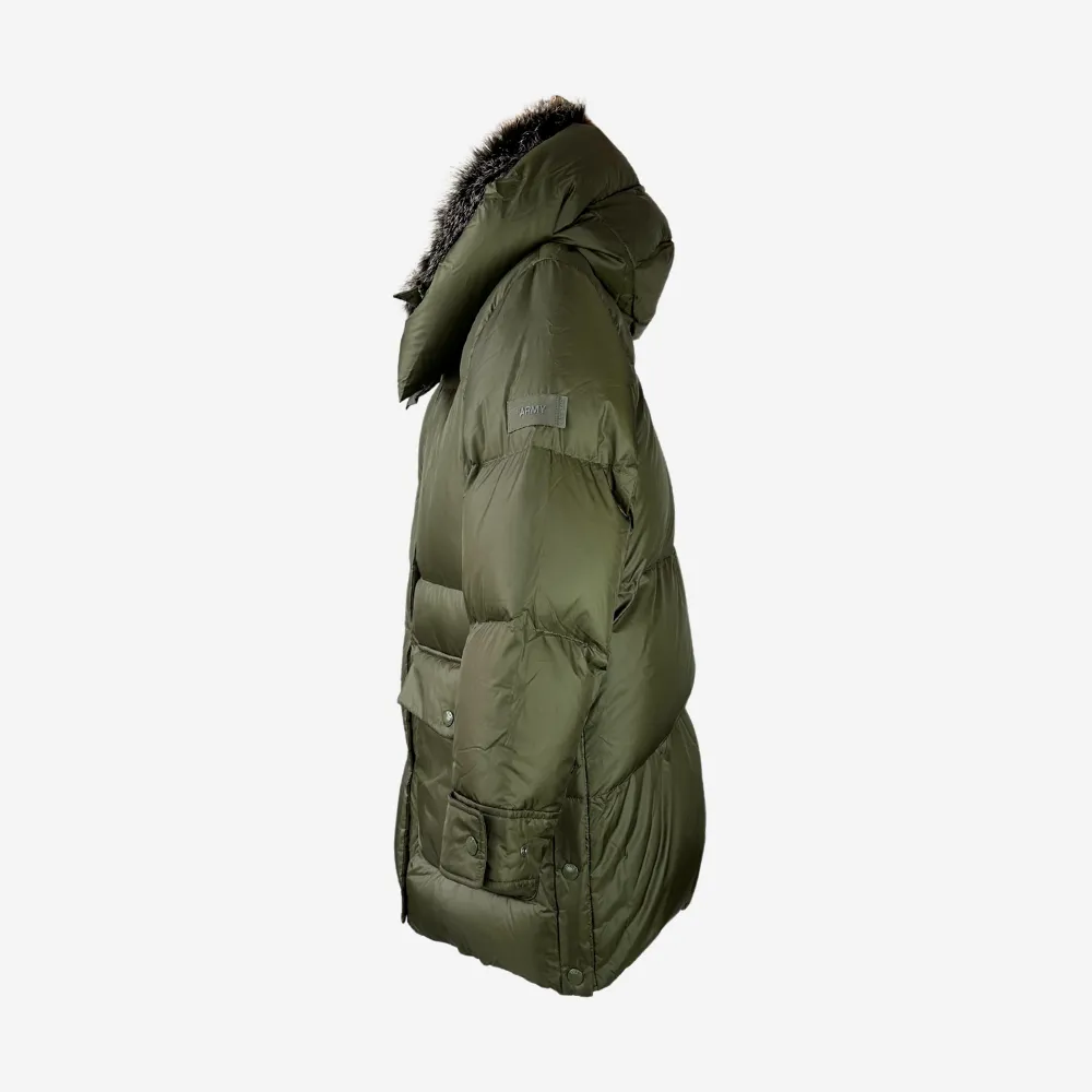 Yves Salomon Padded Hooded Coat - Hunter Green