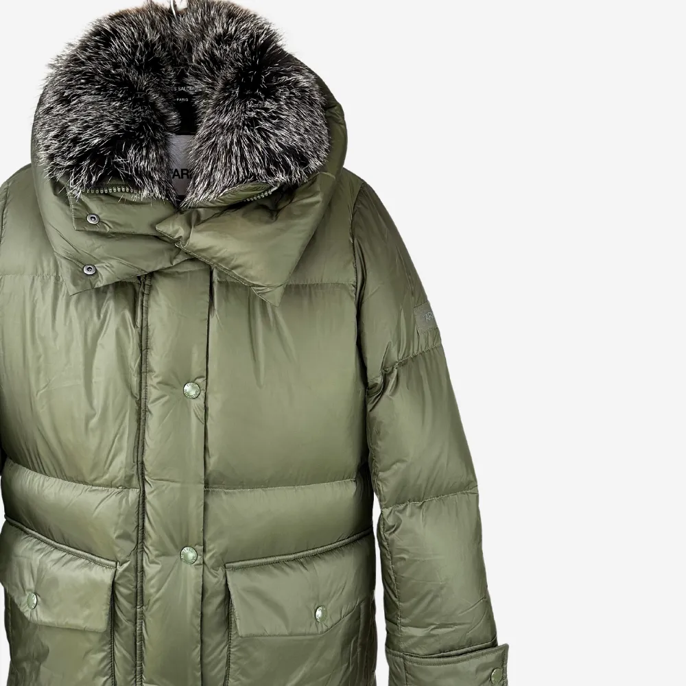 Yves Salomon Padded Hooded Coat - Hunter Green