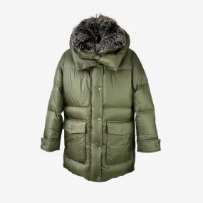 Yves Salomon Padded Hooded Coat - Hunter Green