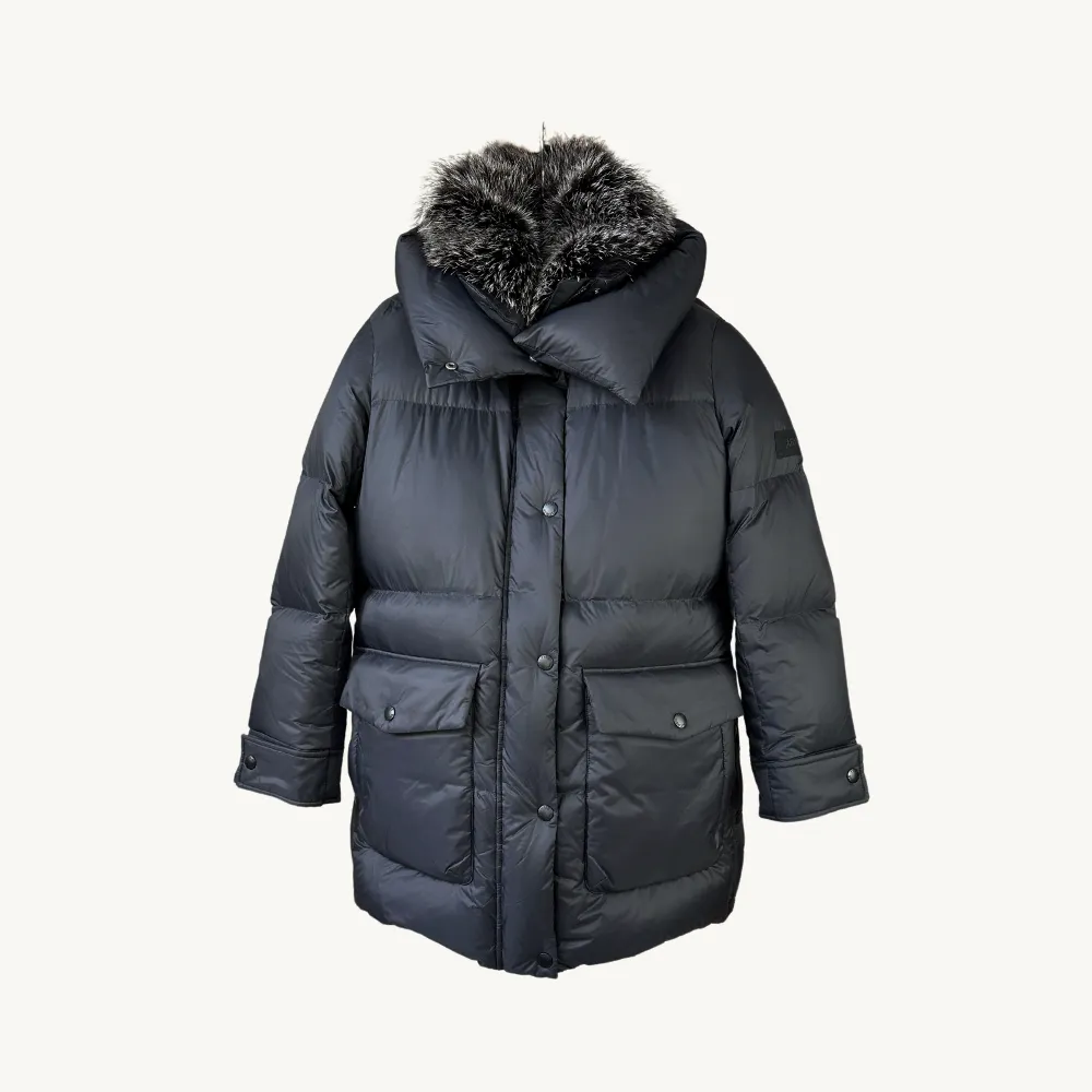 Yves Salomon Padded Hooded Coat - Noir