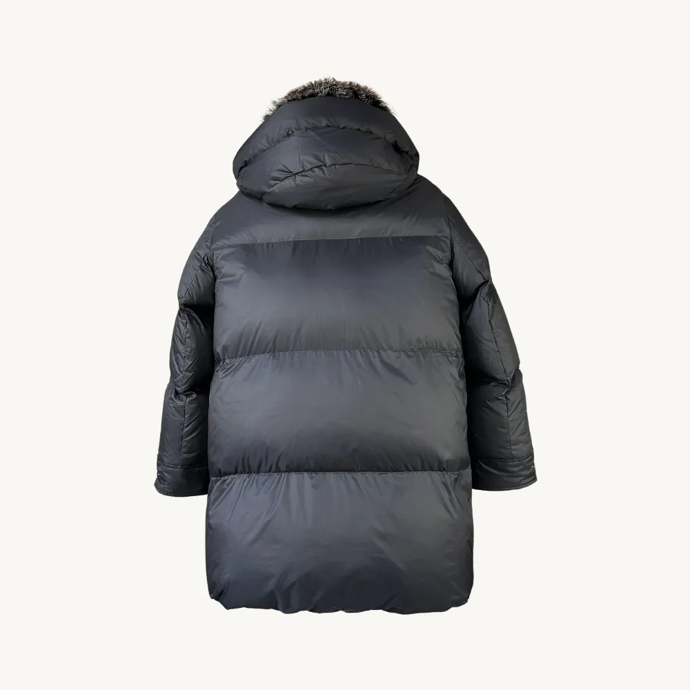 Yves Salomon Padded Hooded Coat - Noir